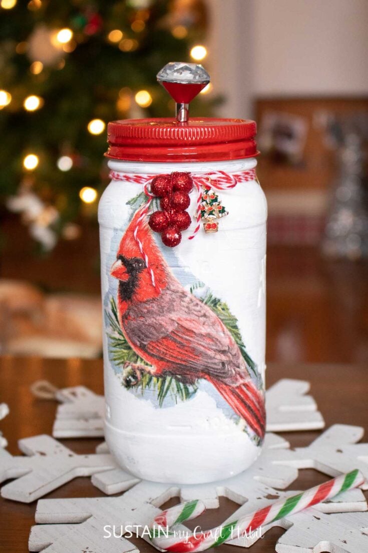 Christmas Decoupage Ideas with Mason Jars – Sustain My Craft Habit