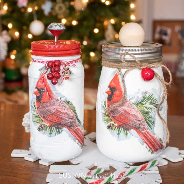 Christmas Decoupage Ideas with Mason Jars