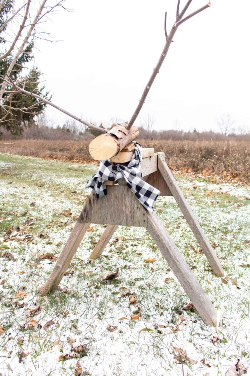 Repurposed sawhorse wood reindeer