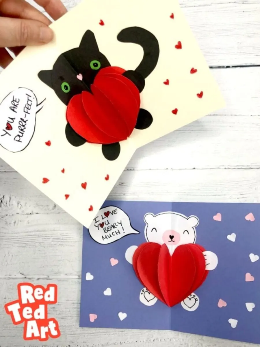 Watercolors for Kids - Heart Valentine's Cards - Red Ted Art