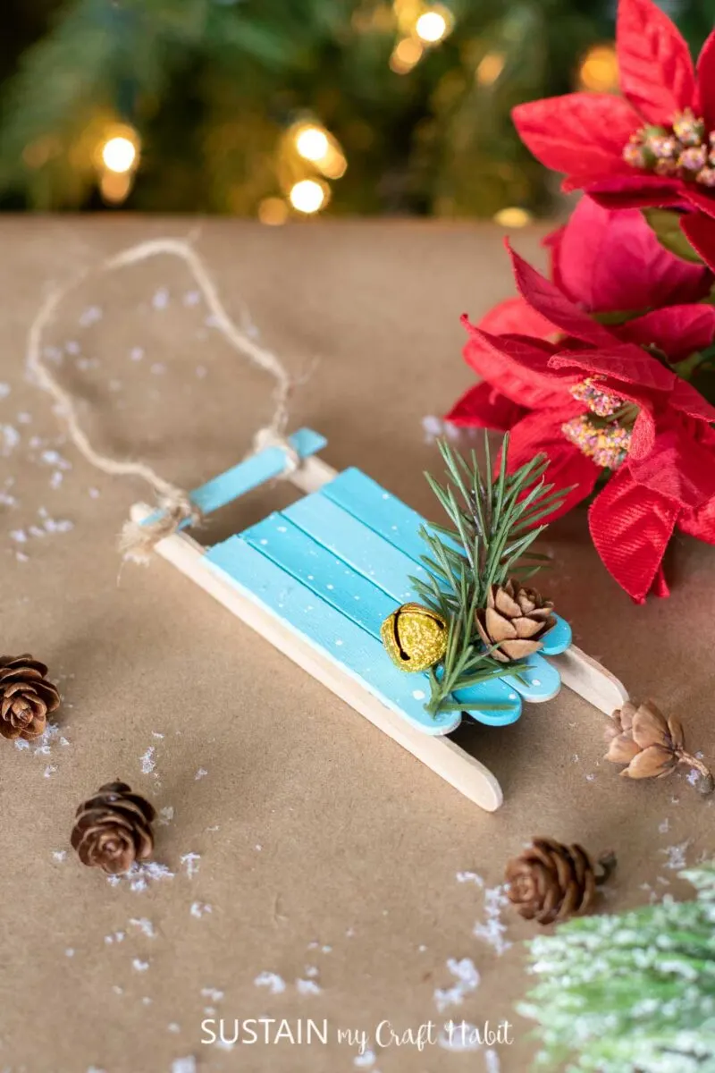 Popsicle Stick Sled Ornament - Crafty Morning