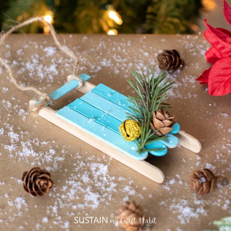 DIY Popsicle Stick Sled Ornament