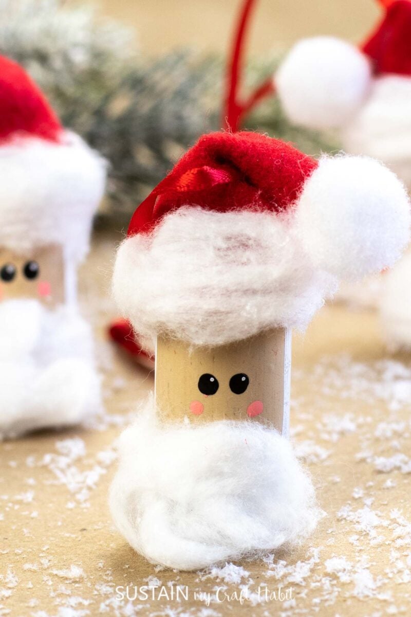 Santa Claus wine cork ornaments.