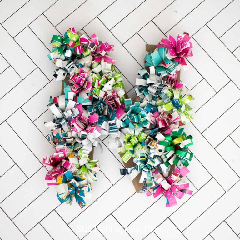 DIY Monogram Sign with Upcycled Gift Wrap