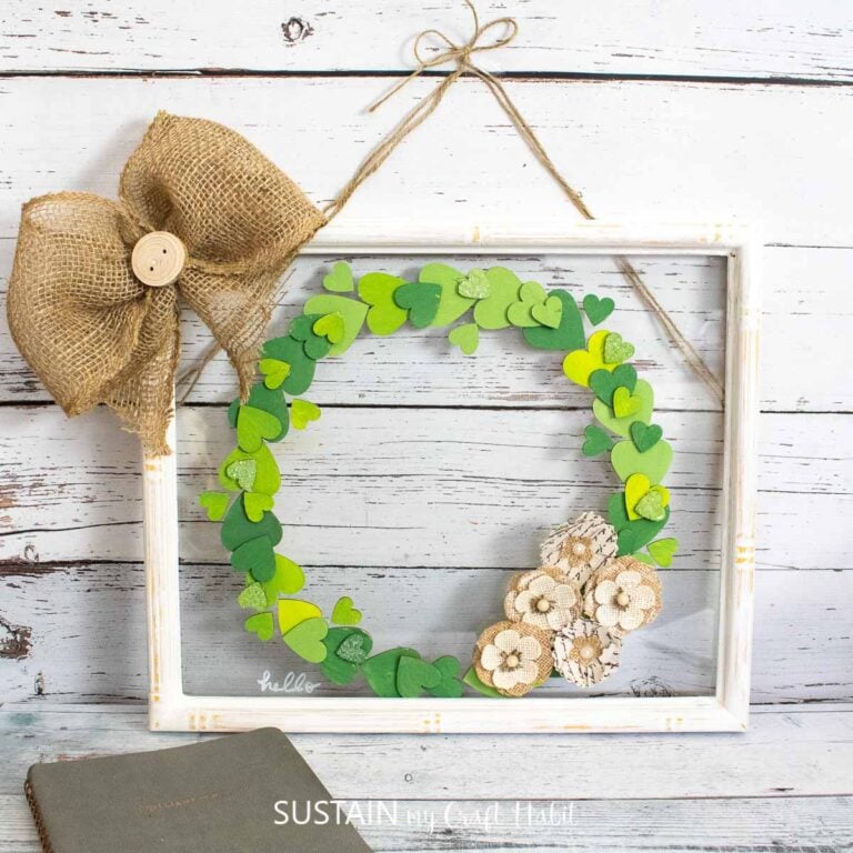 Wood Heart Cutout Wreath with an Upcycled Picture Frame