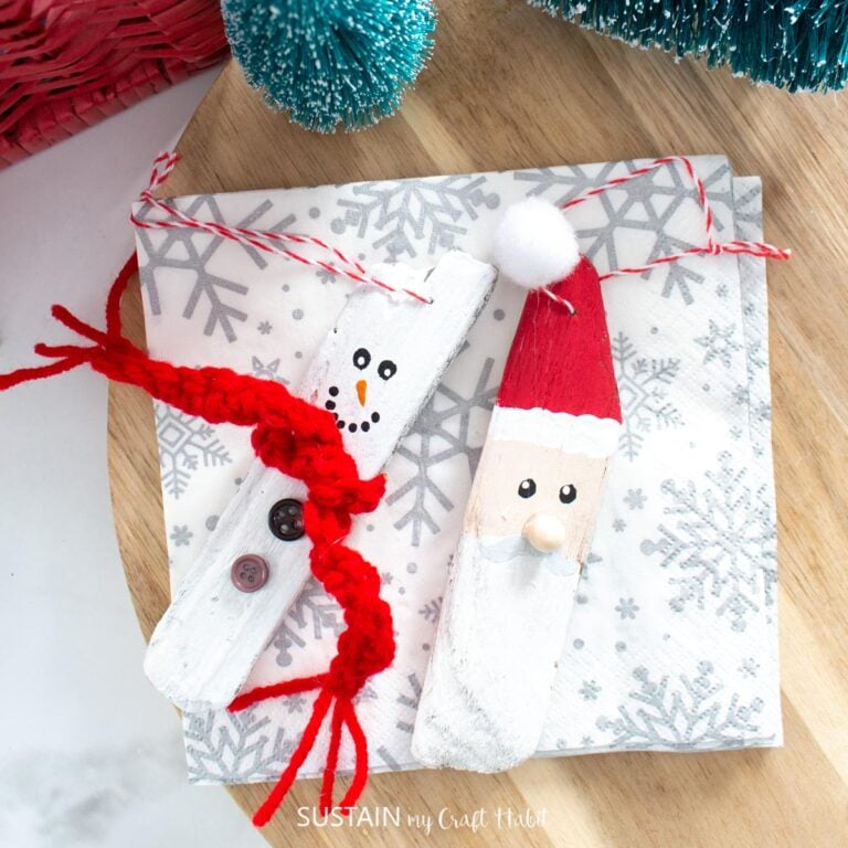 Driftwood Santa and Snowman Ornaments
