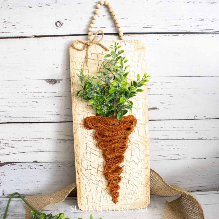Cute DIY Carrot Sign with Burlap Ribbon