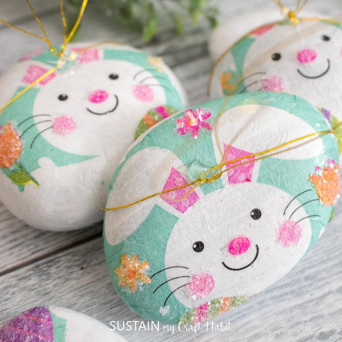 Easter rocks with decoupage