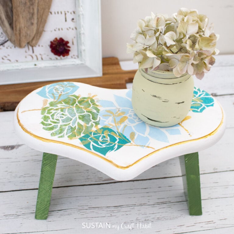 A Simple Stenciled Thrift Store Step Stool Makeover