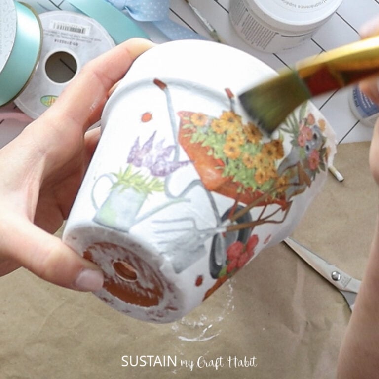How to Paper Napkin Decoupage on Clay Pots