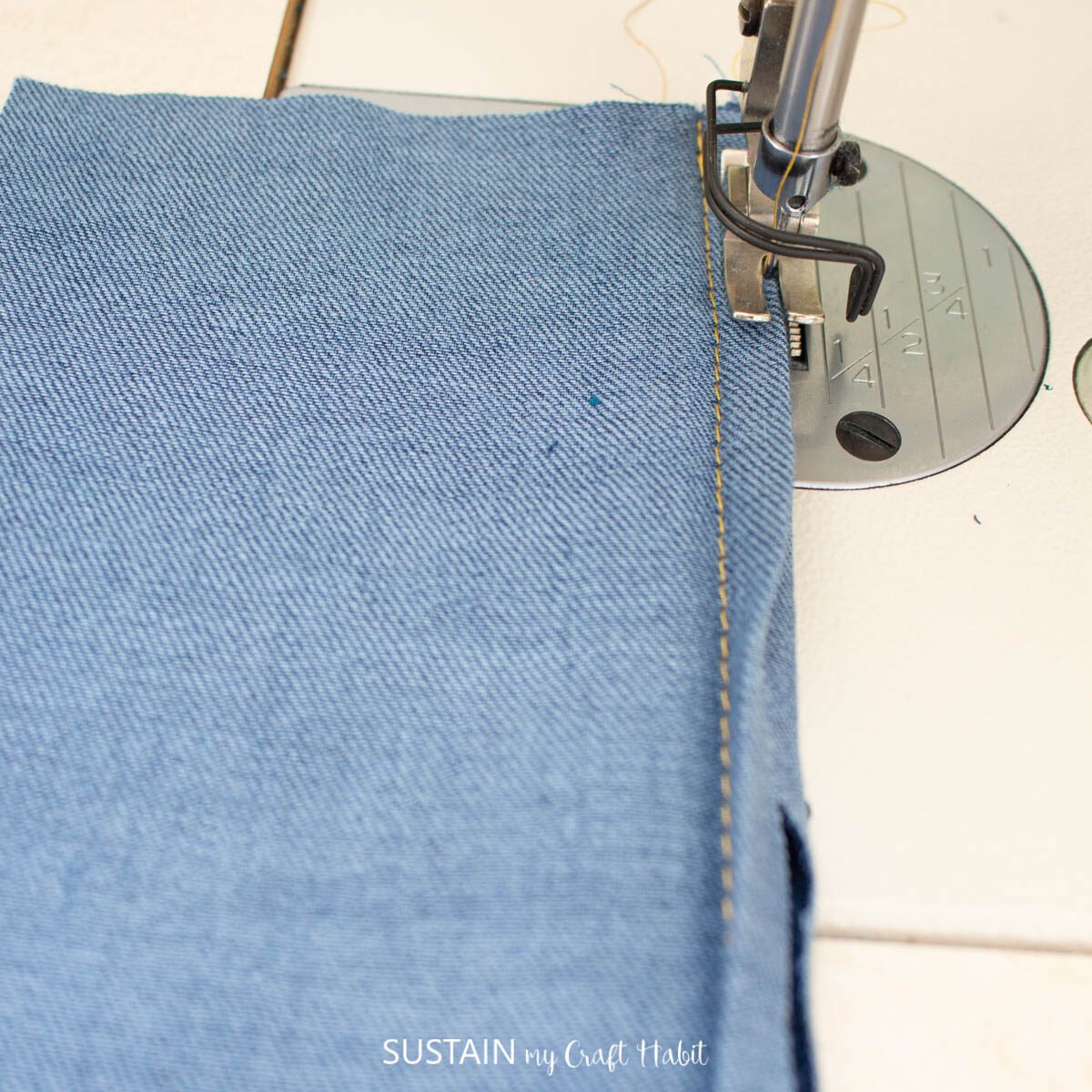 Stitch the folded edges together with a sewing machine.