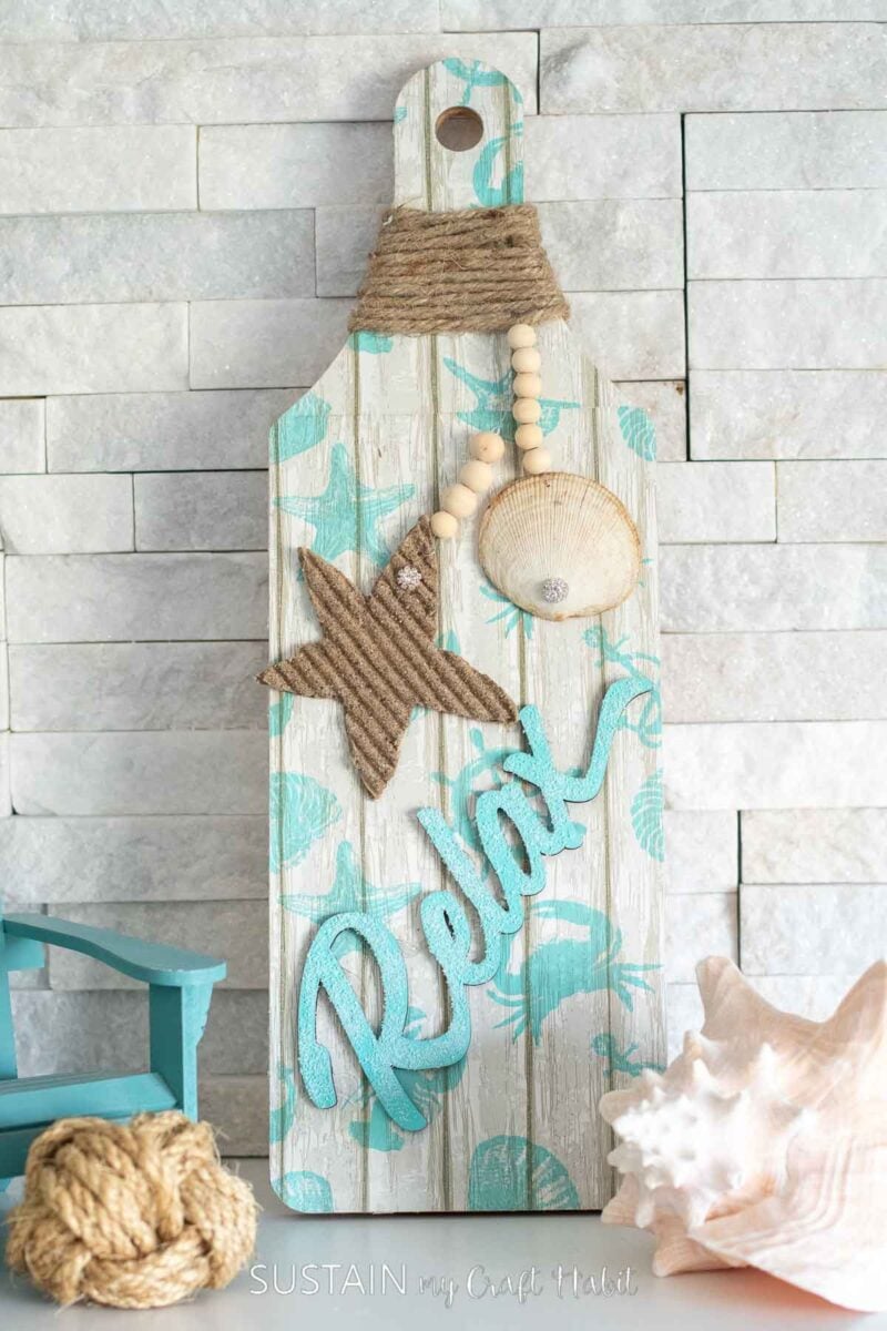 Beachy Dollar Store Cutting Board Craft – Sustain My Craft Habit