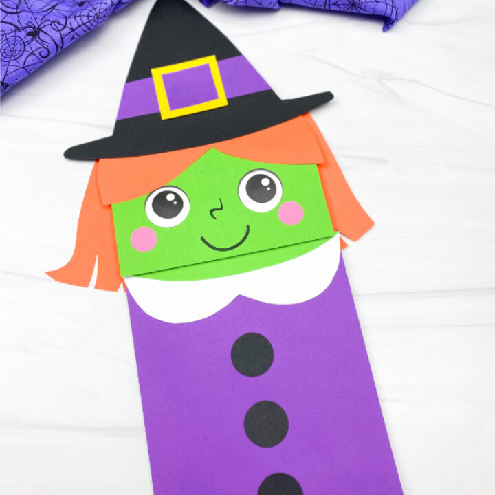 Colorful witch puppet.