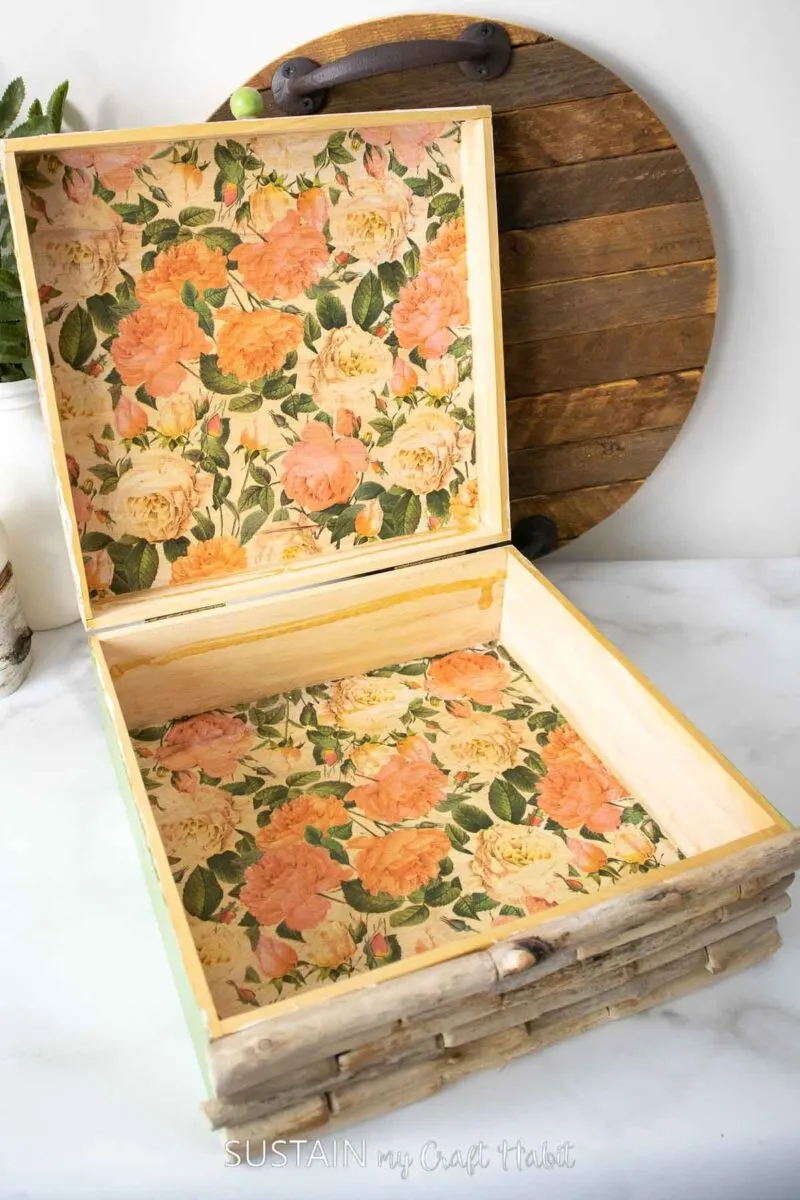 How to Decoupage on Wood - Upcycled Wood Box – Sustain My Craft Habit