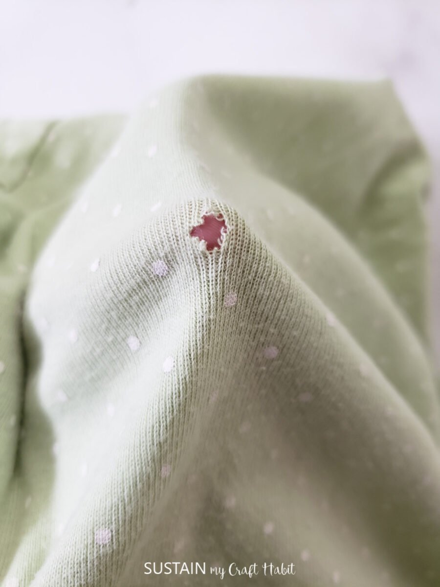 How to fix small holes in clothes with visible mending — Sum of their  Stories Craft Blog