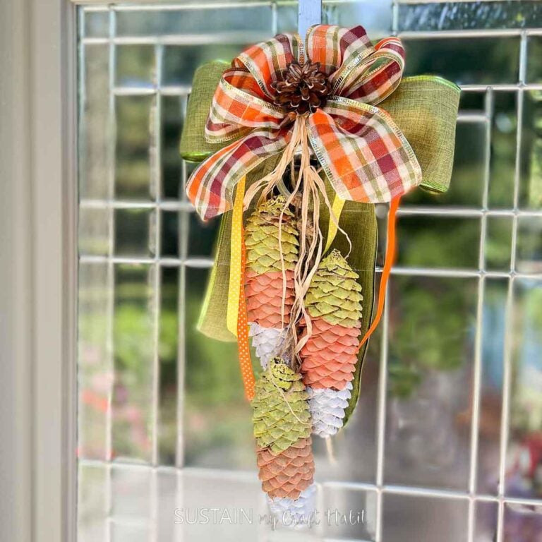 DIY Candy Corn Decor with Pine Cones