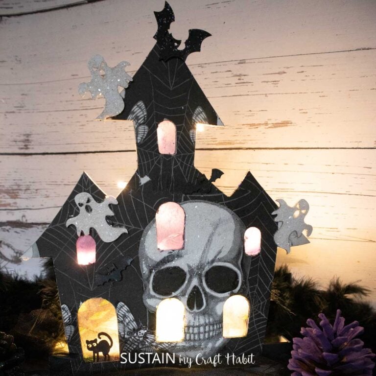 Halloween House Craft with Napkin Decoupage