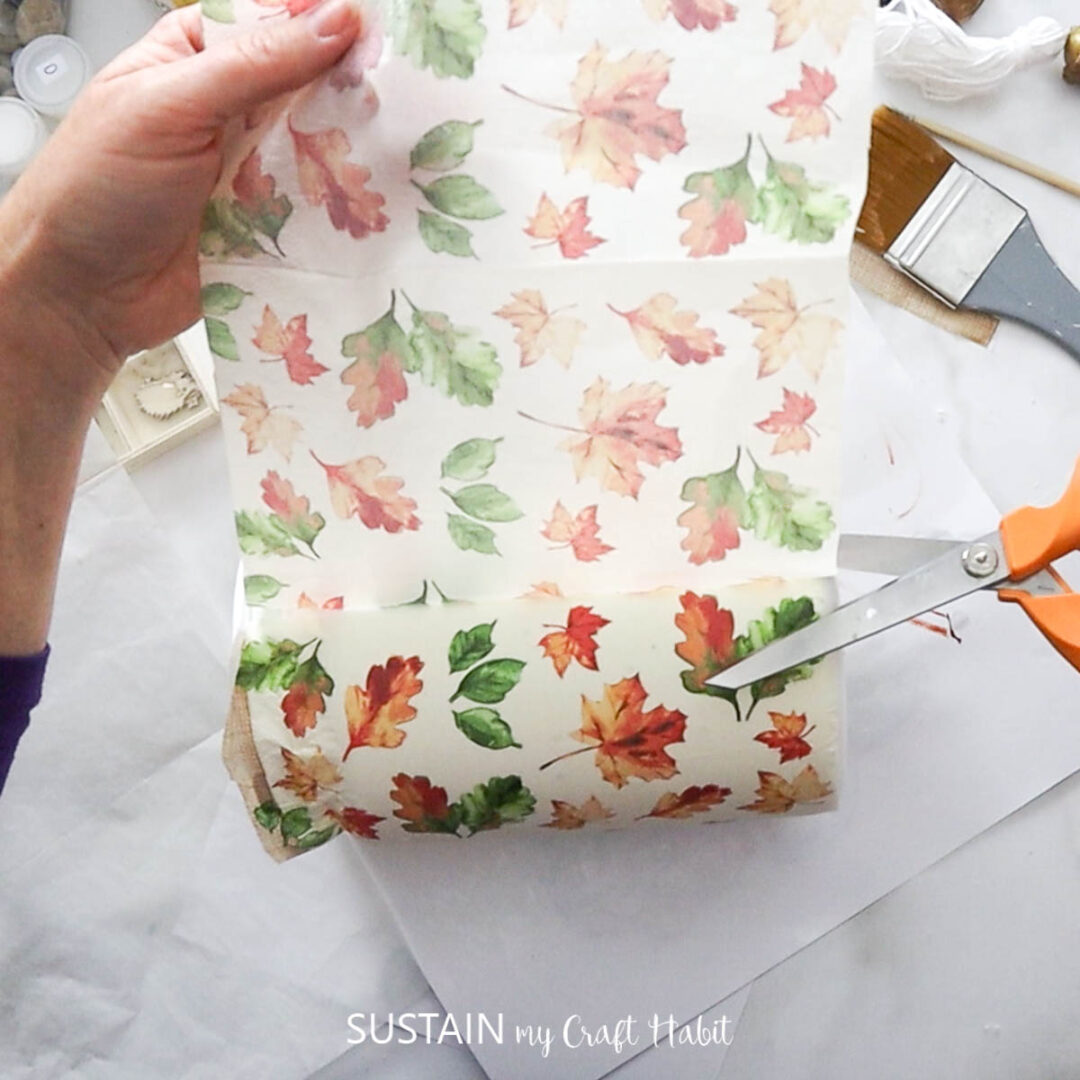 How to Mod Podge on Plastic Fall Themed Centerpiece Sustain My Craft