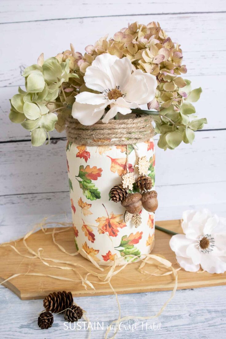 How to Mod Podge on Plastic Fall Themed Centerpiece Sustain My Craft