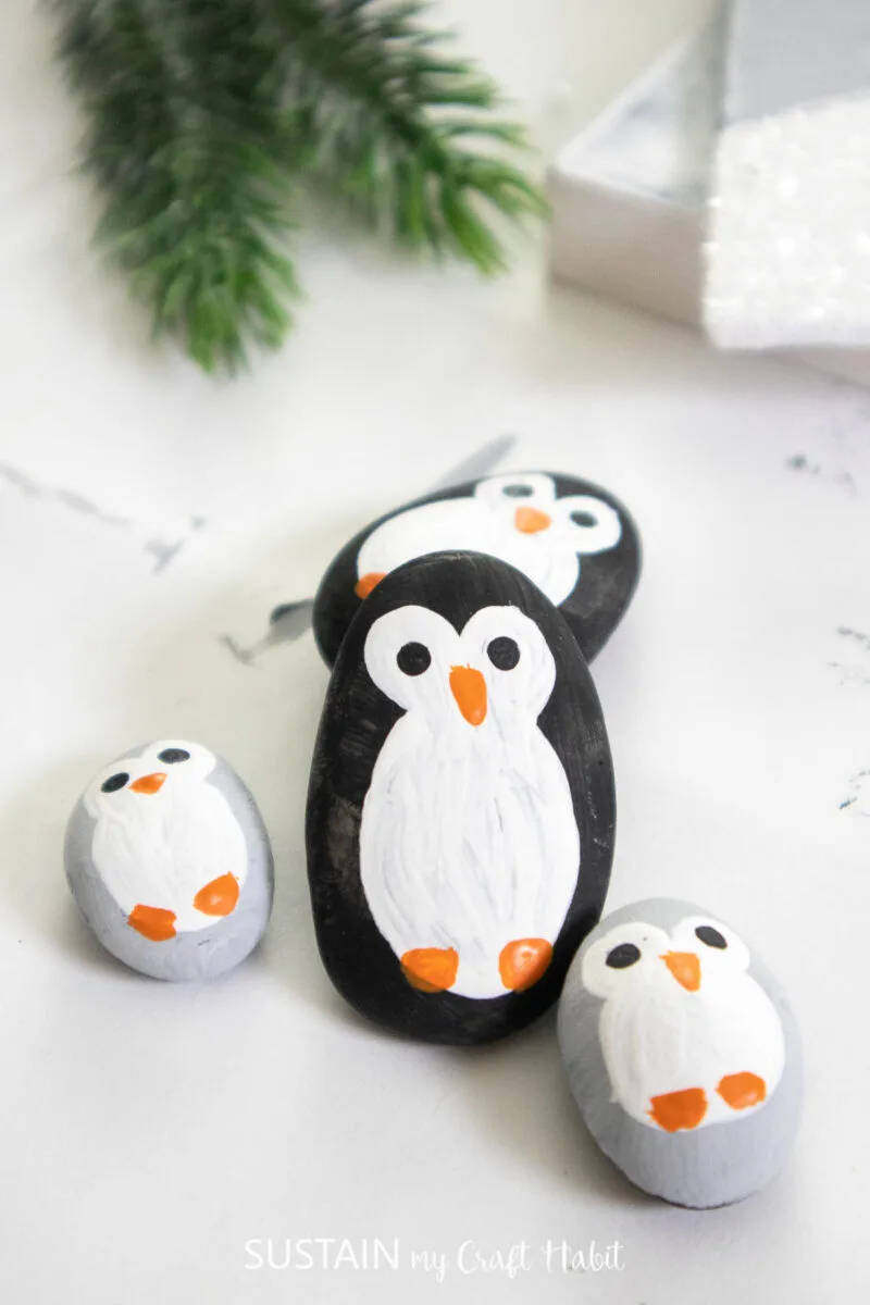 Penguin painted rocks.