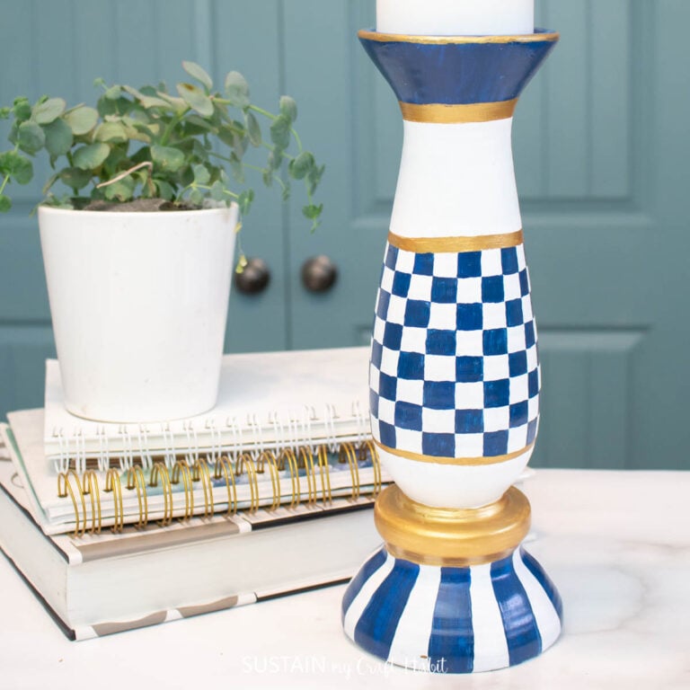 DIY MacKenzie Childs Inspired Painted Candlestick