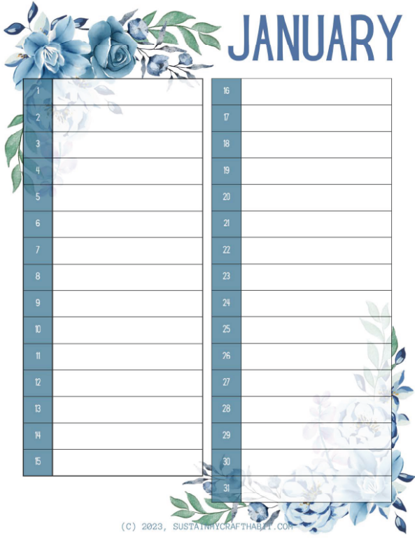 The Best Free Printable Birthday Calendar – Sustain My Craft Habit