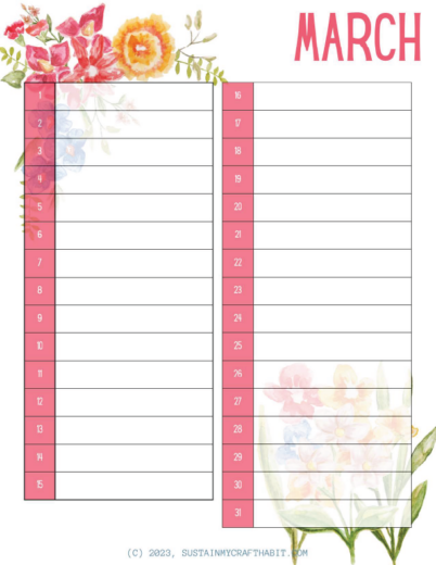 The Best Free Printable Birthday Calendar – Sustain My Craft Habit