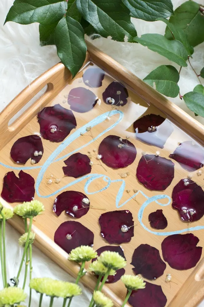 Dried rose petal serving tray.
