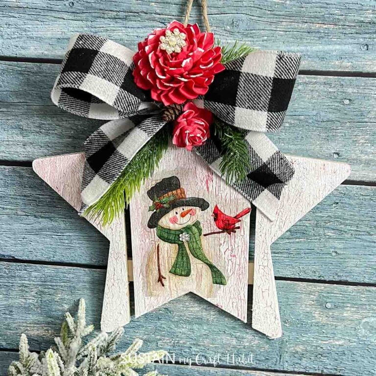 Winter Craft Idea Using a Wooden Star Surface