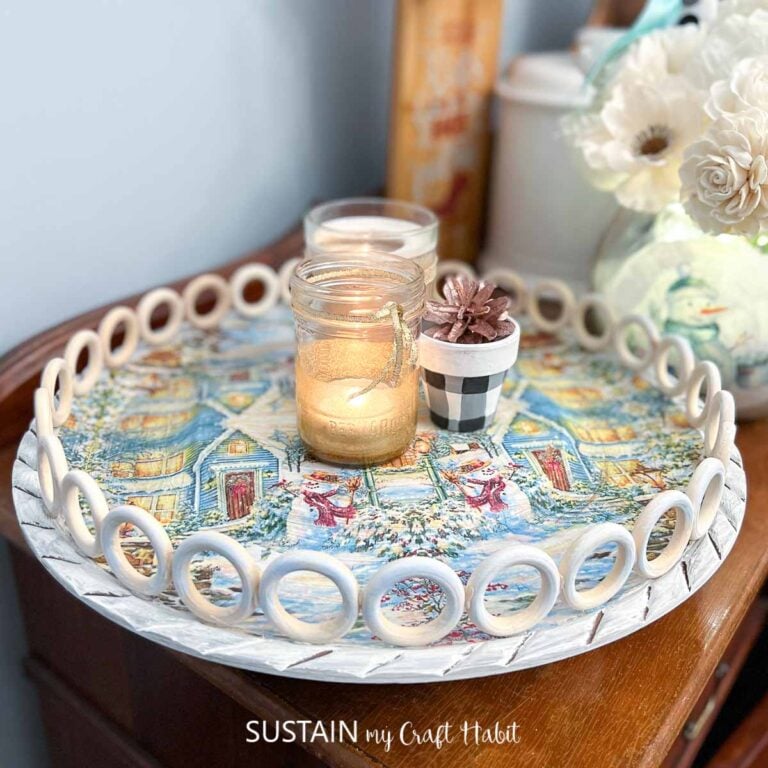 DIY Upcycled Centerpiece Tray for Winter
