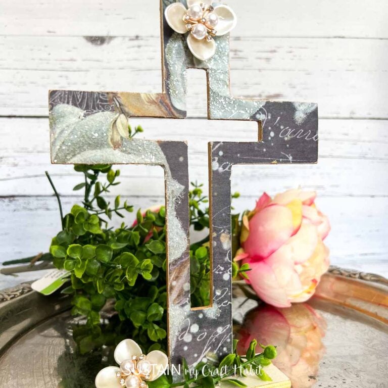 Dollar Tree Easter Cross Craft with Decoupage
