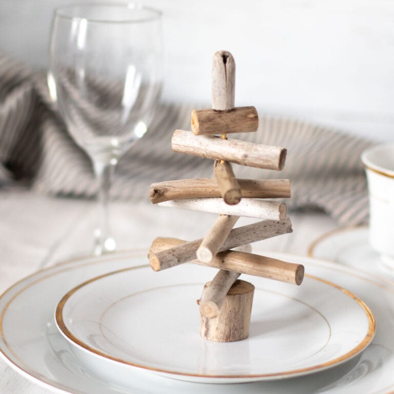 Mini Driftwood Trees as Winter Wedding Favors