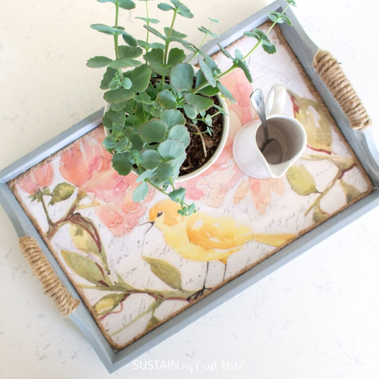 Upcycled Serving Tray with Decoupage