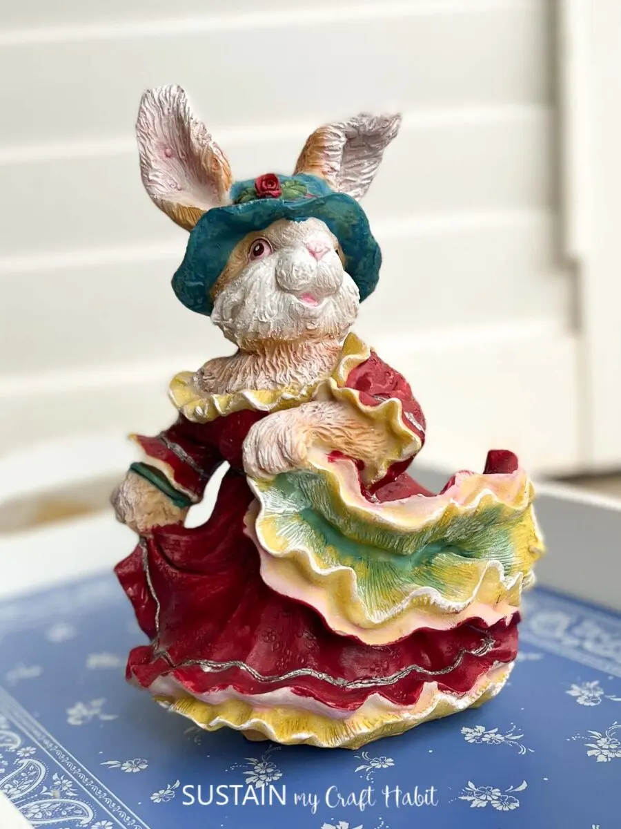 Colorful ceramic bunny.