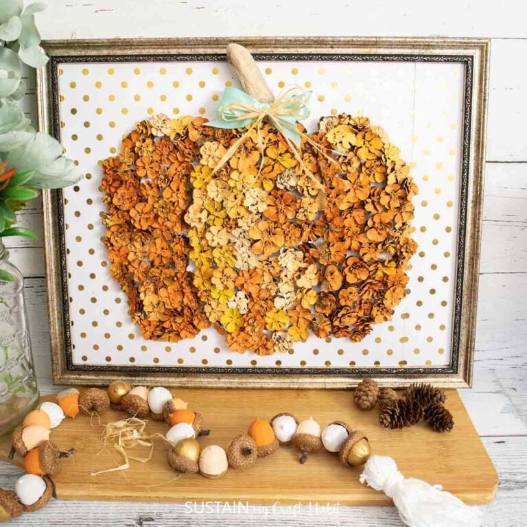 Making Pumpkin Art With Pinecones