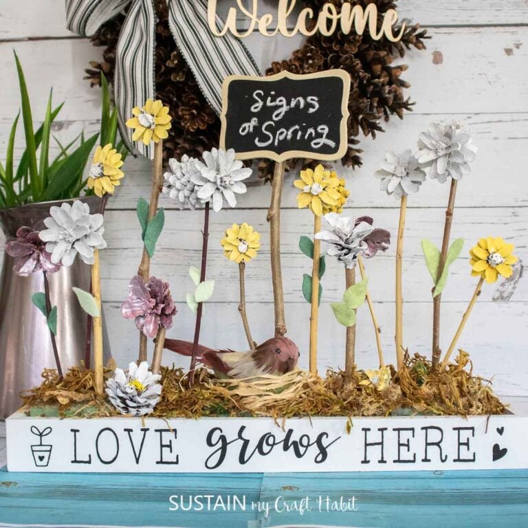 Decorative DIY Pinecone Flower Garden Craft