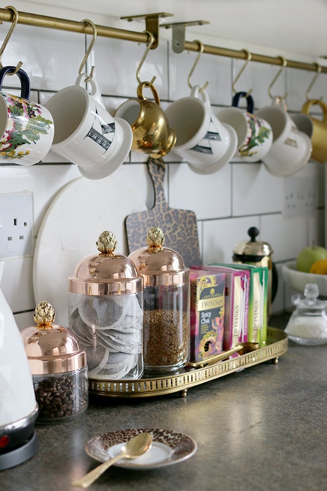 Easy Hack for Hanging Coffee Mugs Under a Cabinet - Smallish Home