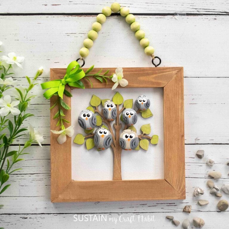 Adorable Family Tree Craft with Painted Owl Rocks