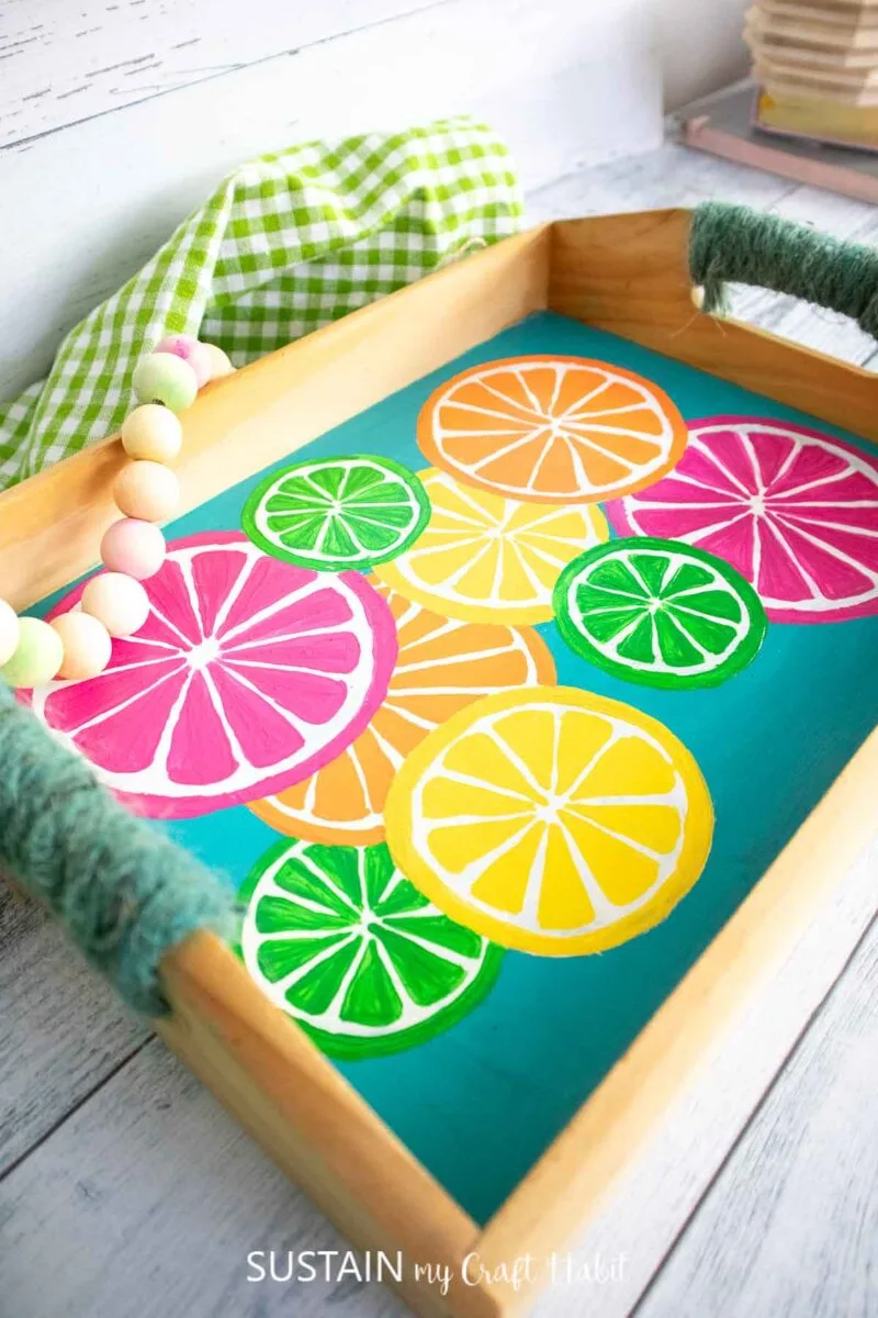 Painted citrus fruit serving tray.