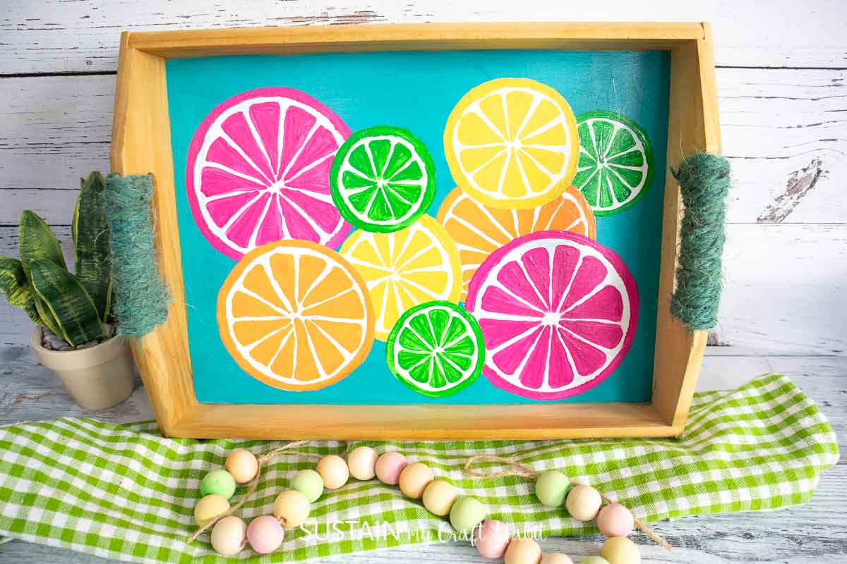 Painted citrus fruit serving tray.