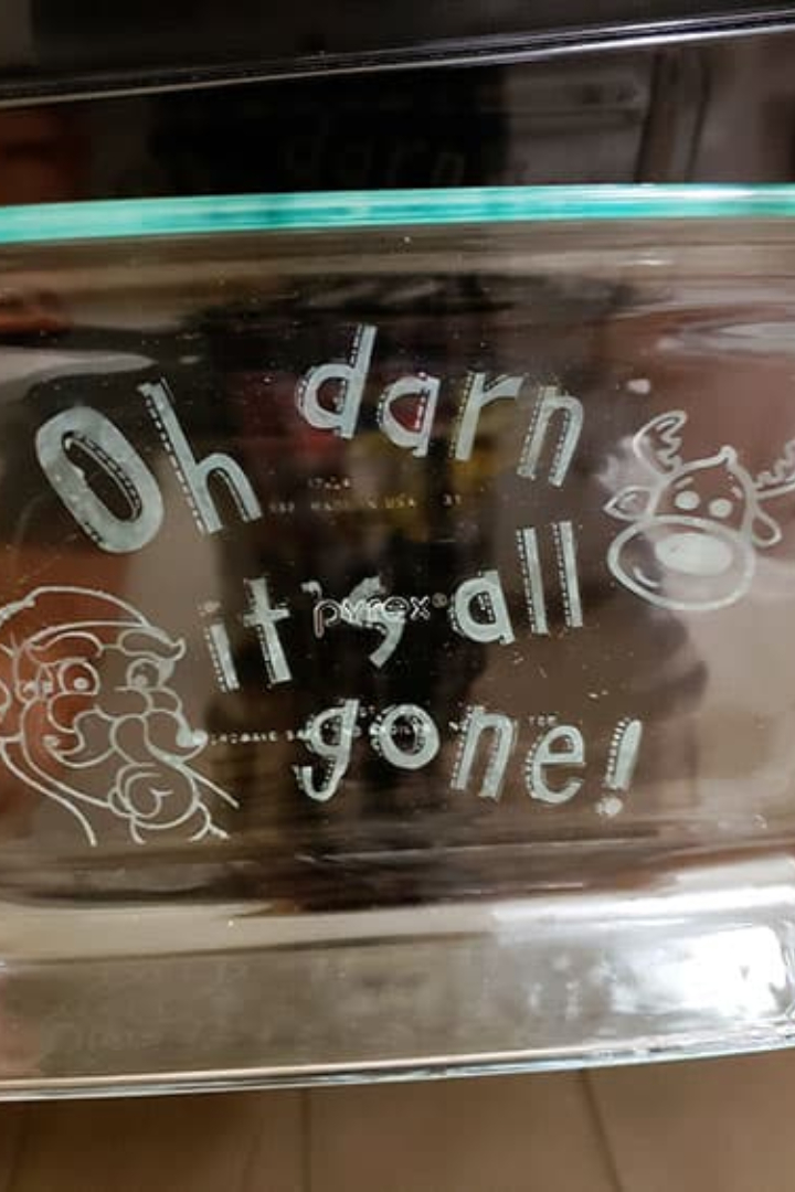 etched casserole dish