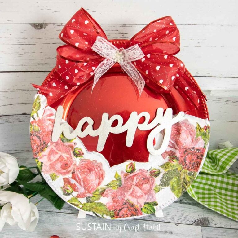 Repurposed Platter Sign with Decoupage