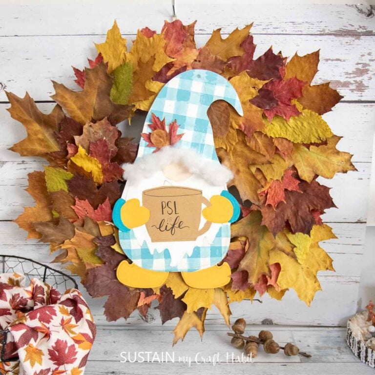 DIY Fall Wreath using Dried Leaves