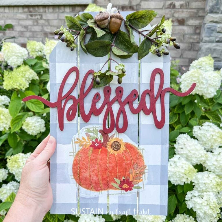 DIY Blessed Fall Sign with Dollar Store Tag