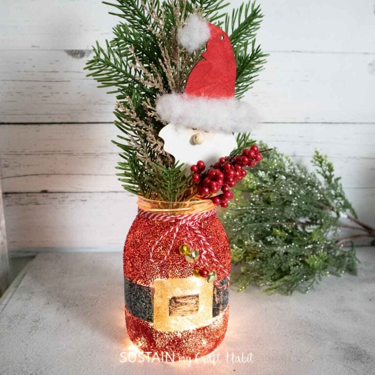 Glittering Santa Mason Jar Craft