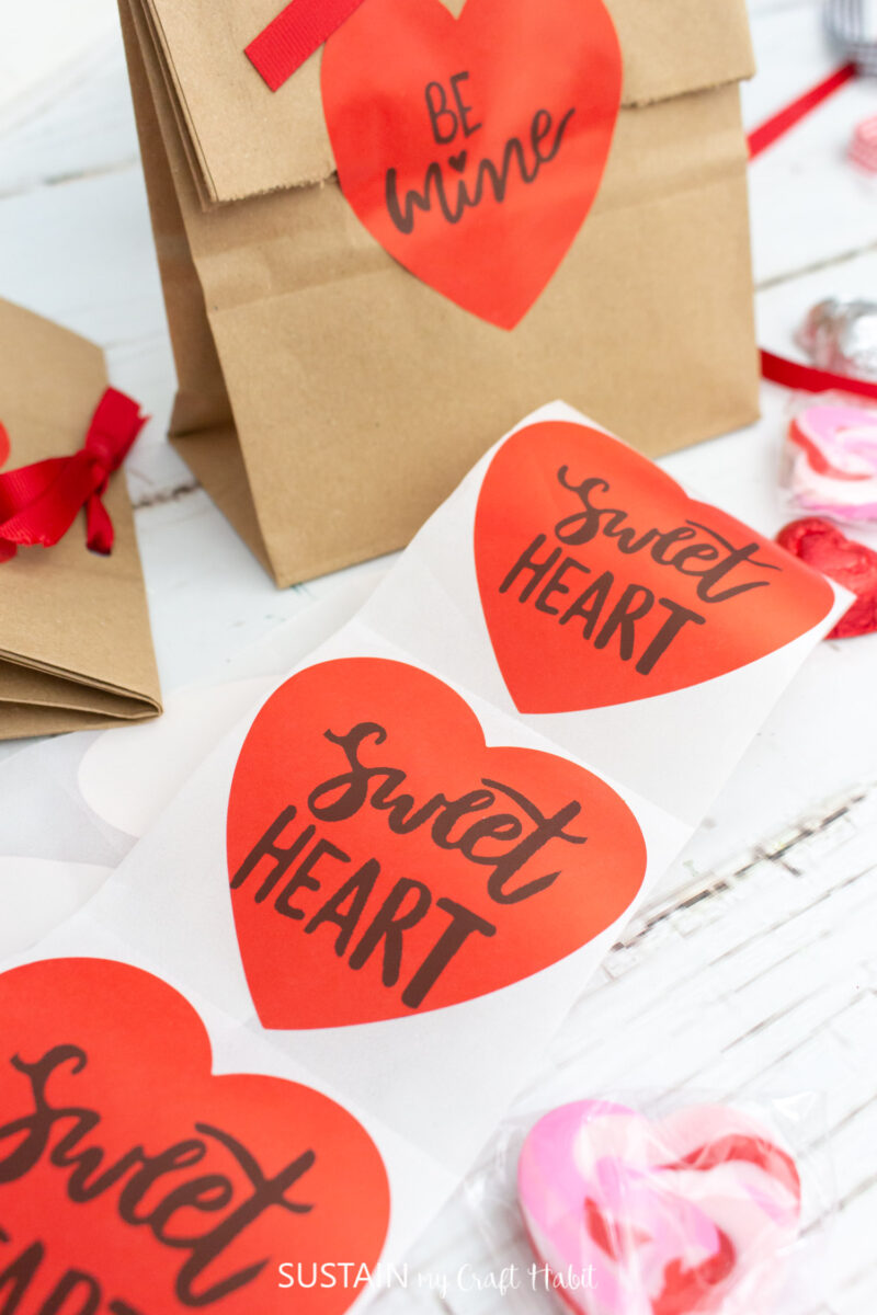Valentine's day red heart stickers.