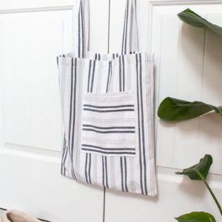 striped tote bag