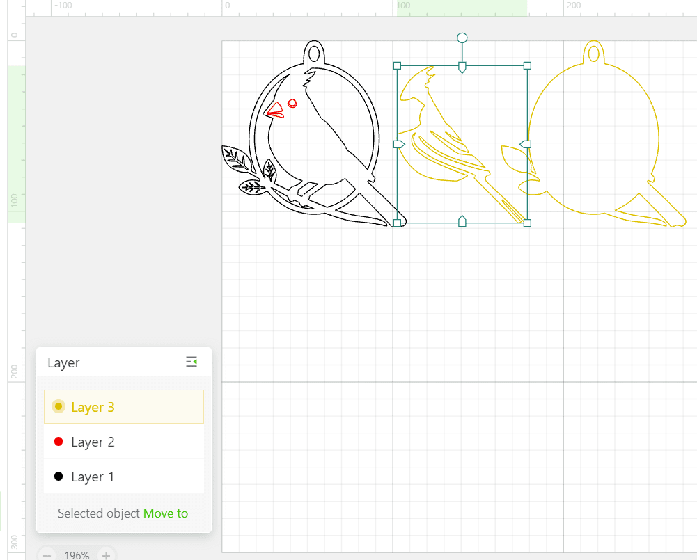 Layering pieces of cardinal SVG.