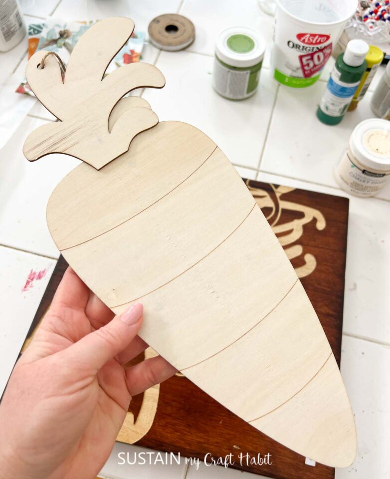 Upcycled Easter Sign with Wood Carrot Cutout – Sustain My Craft Habit