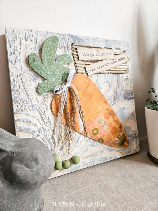 Upcycled Easter Sign with Wood Carrot Cutout – Sustain My Craft Habit